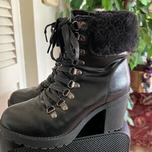 Catherine Malandrino Black Fur-Lined Footwear